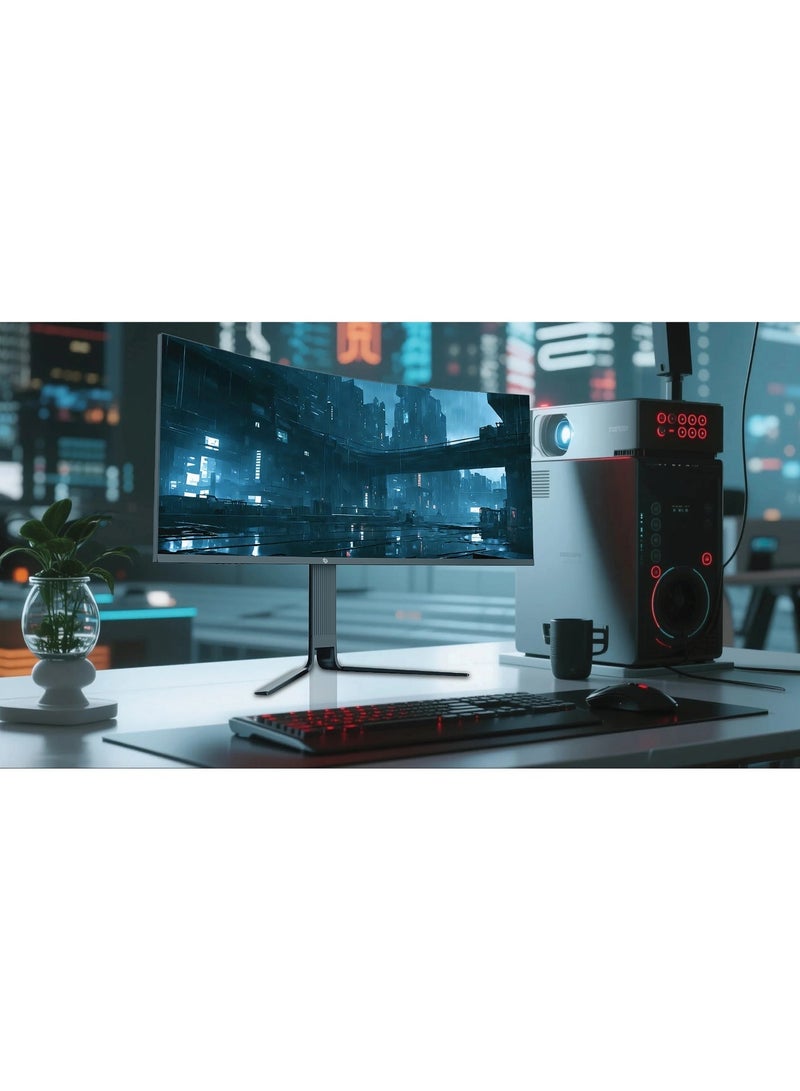 porodo 34" Curved 200Hz Gaming Monitor, Ultra-Wide QHD, VA Panel, RGB, 5ms Response Time, Overdrive Motion Clarity, Adaptive Sync, HDMI & DisplayPort 1.4, 178° Viewing Angle, E-LED Backlight – Black - Image 3